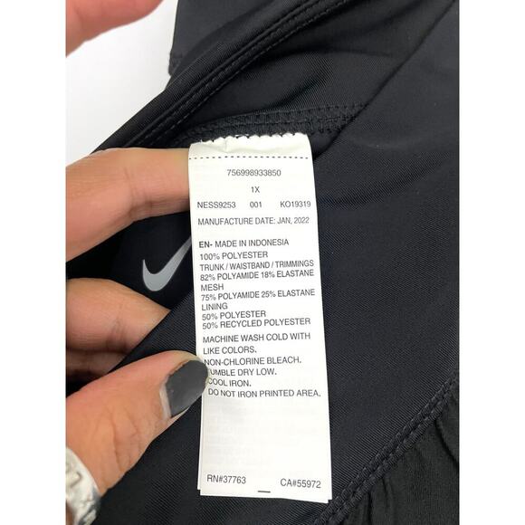 NEW Nike Solid Board Skirt 1X Black Swimsuit Bottoms Zip Pocket Side Slit Active - Picture 11 of 12